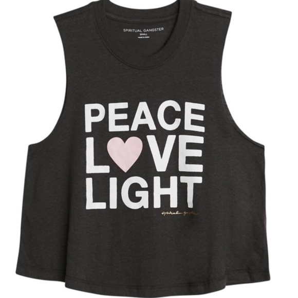 Spiritual Gangster, Peace Love Light, Crop Tank, Size XS - Picture 3 of 3